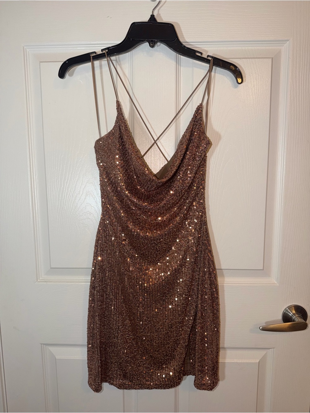 ✨ Windsor Brown Sequin Open Back College Party Cocktail Dress Medium 🤎 - Picture 1 of 11